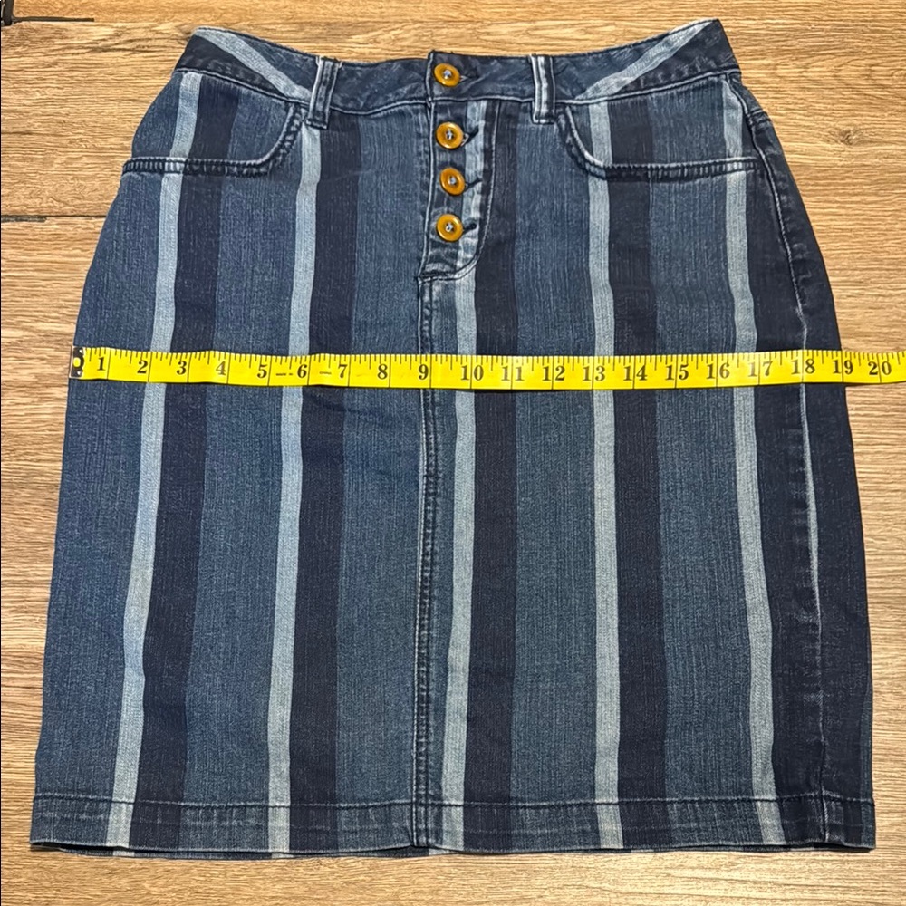 Maeve by Anthropologie Striped Button Front Midi Denim Skirt Size 6 - Picture 4 of 7